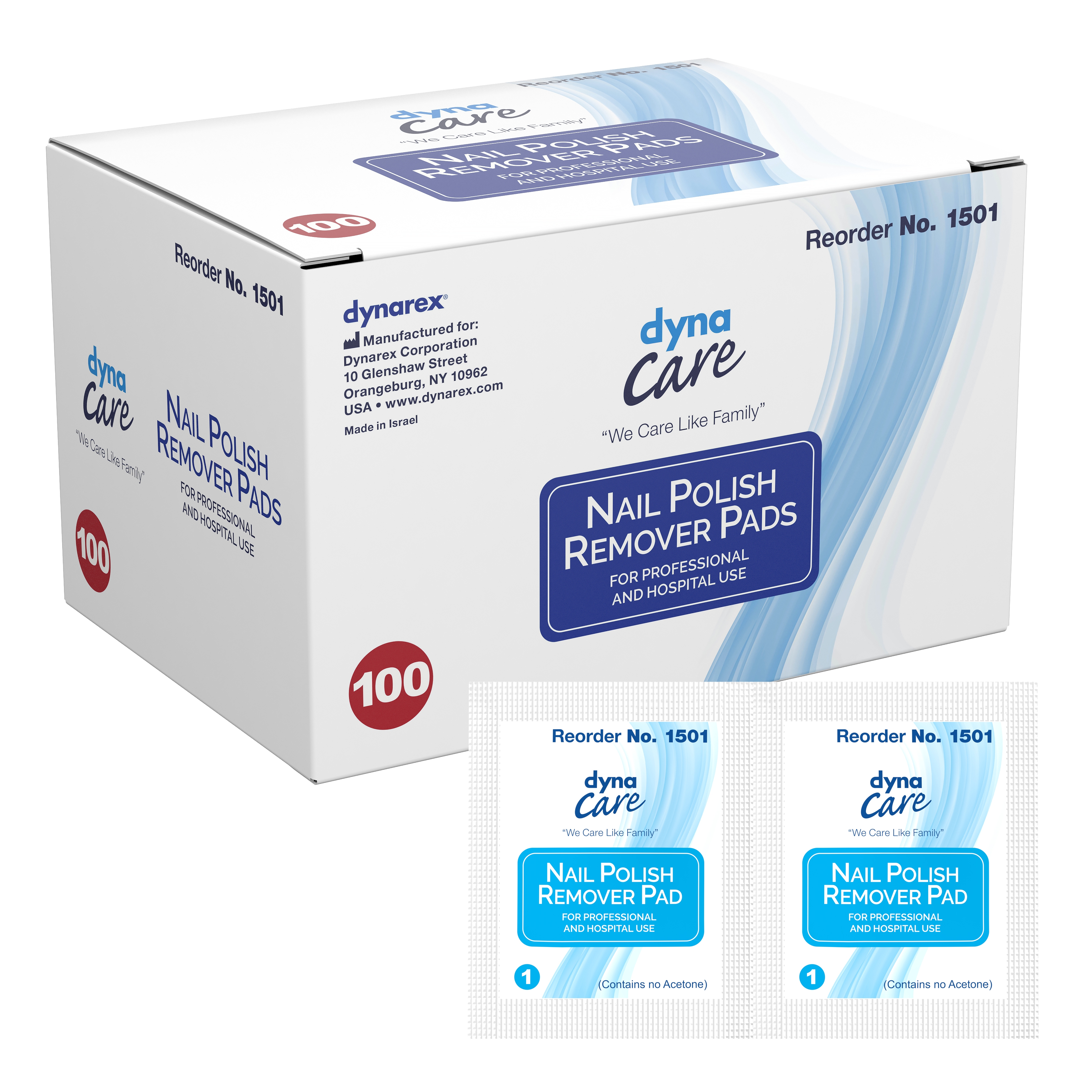 Pad Nail Polish Remover Pad dynaCare 1.97 X 2.48 Inch (100/BX 10BX/CS) by Dynarex Corporation  ID 1501
